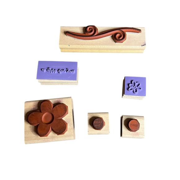 2005 Stampin Up Petal Pushers Flower Stamp Set of 6 Stamps & 4 Stamp Blocks - Picture 4 of 5